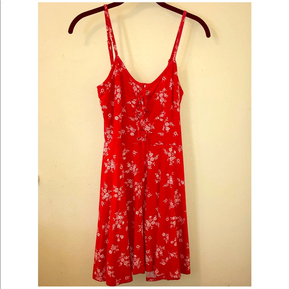 Red cotton mini dress